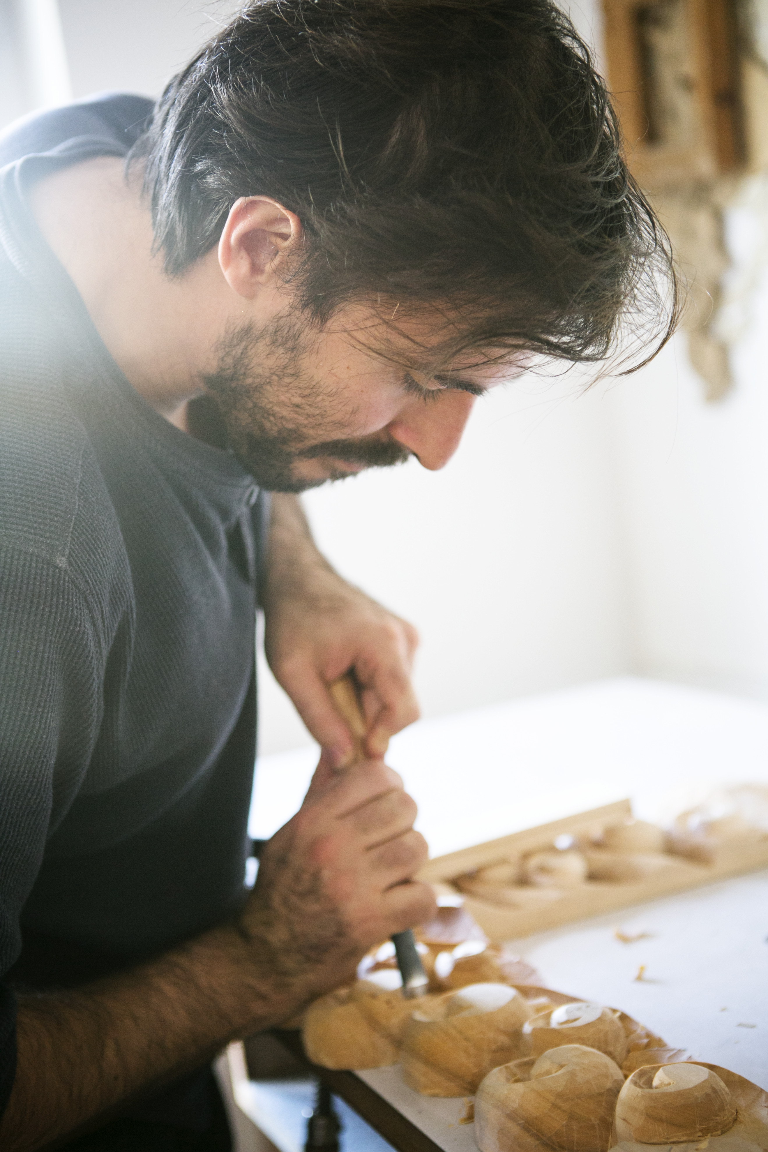 Emanuele at work in the studio